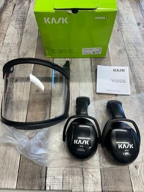 Kask Zen FF Clear Visor w/ Mesh Visor Carrier & SC3 Orange Ear Muffs NO ADAPTERS